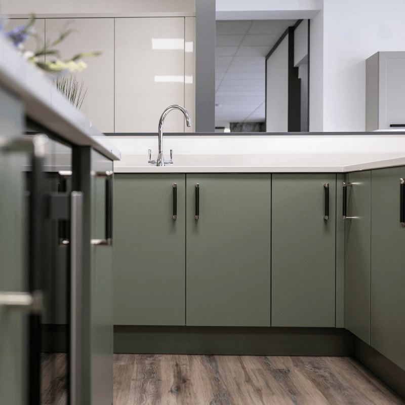 kitchen showrrom 1 green kithcen